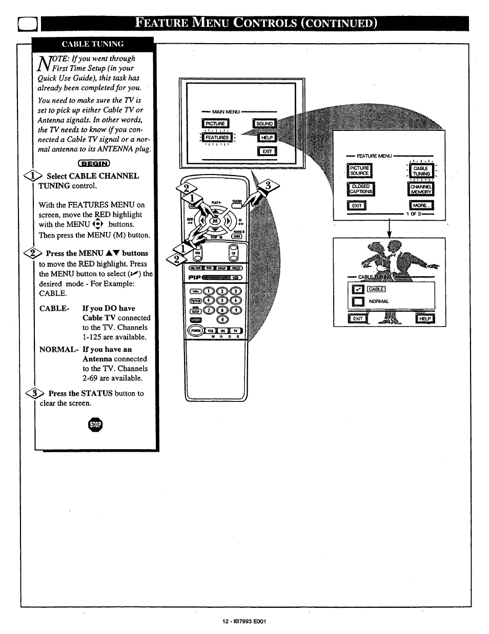 Eature, Ontrols, Continued | Philips 7P4830W199 User Manual | Page 12 / 46