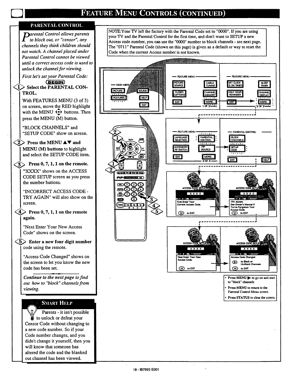 Eature, Ontrols, Continued | Philips 7P4830W199 User Manual | Page 18 / 46