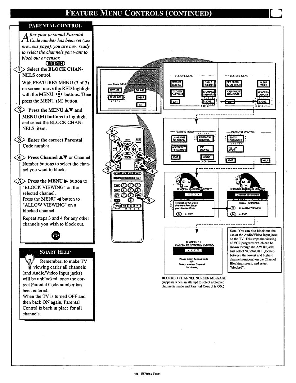 Eature, Ontrols, Continued | Philips 7P4830W199 User Manual | Page 19 / 46