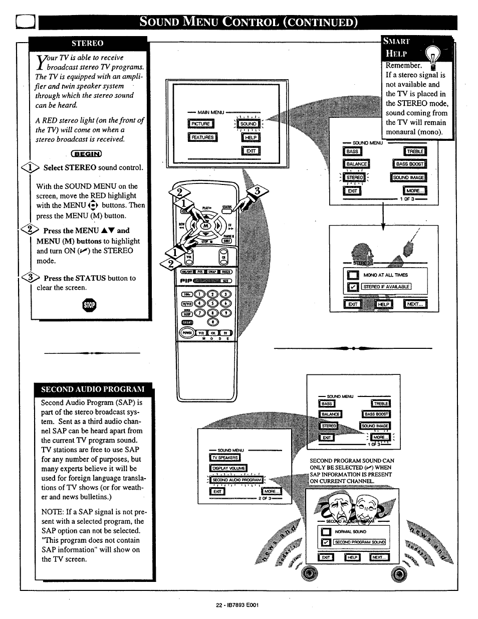 Ound, Ontrol, Continued | Philips 7P4830W199 User Manual | Page 22 / 46