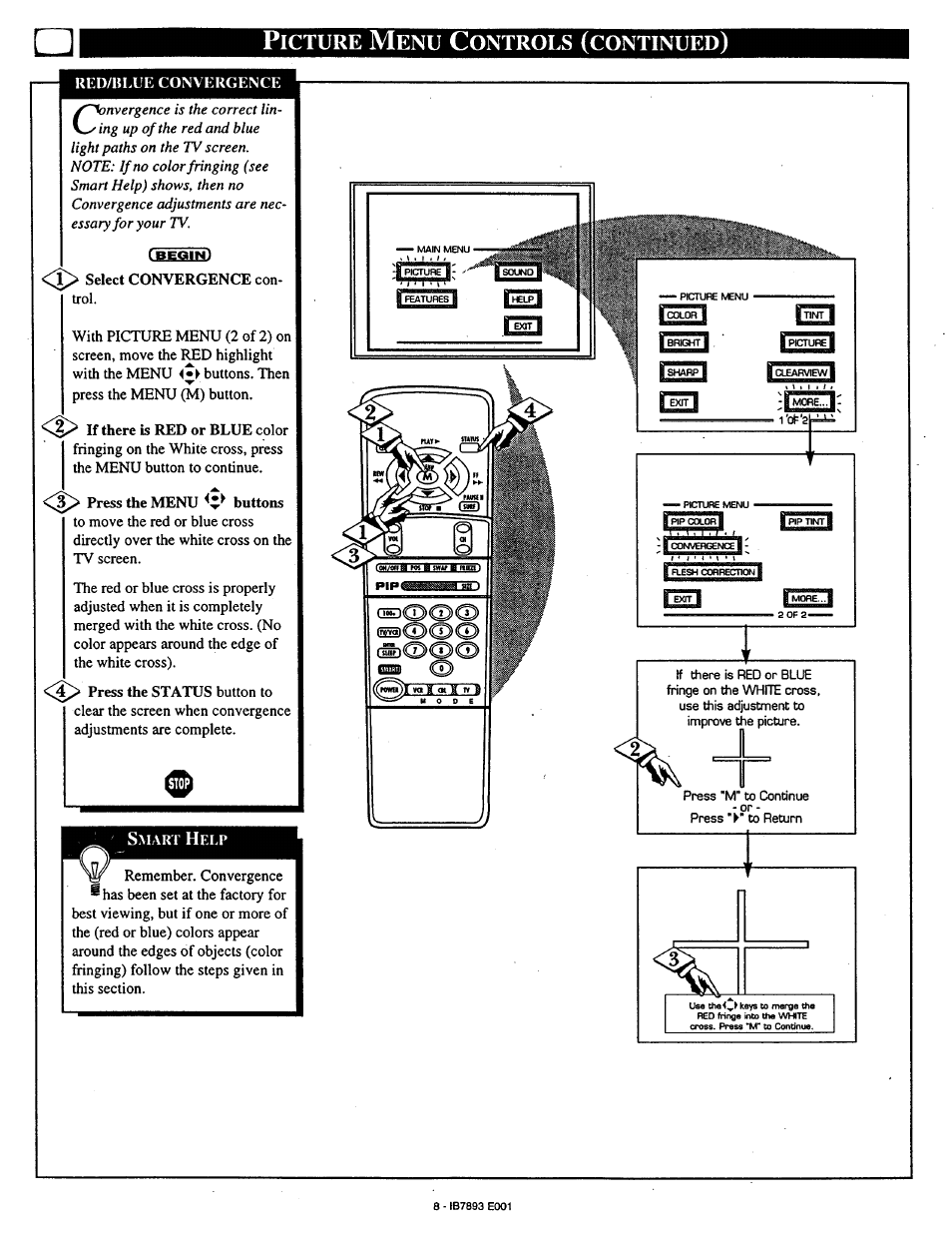 Icture, Ontrols, Continued | Philips 7P4830W199 User Manual | Page 8 / 46
