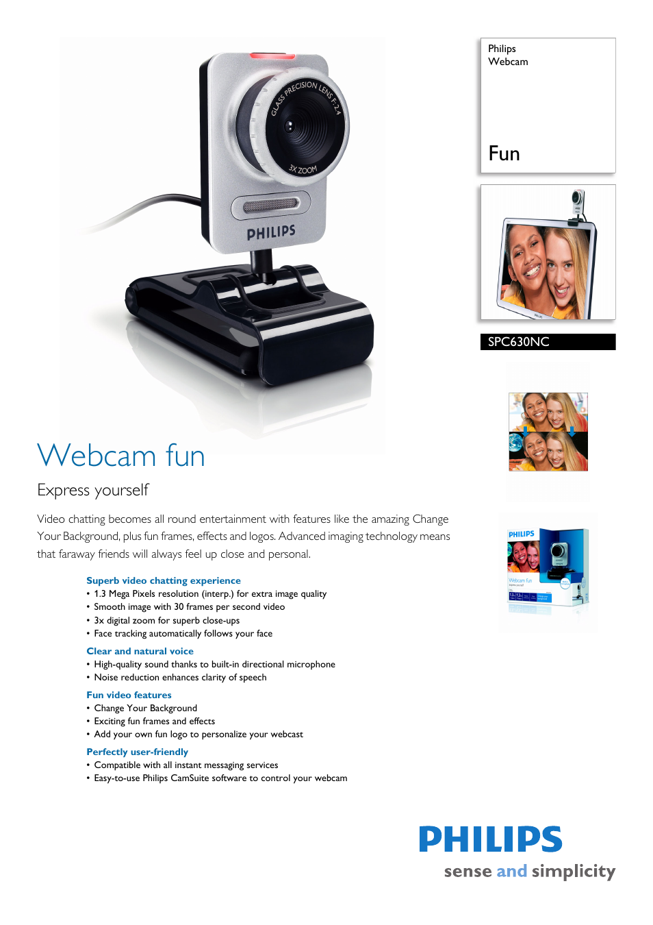 Philips Webcam SPC630NC Fun User Manual | 2 pages