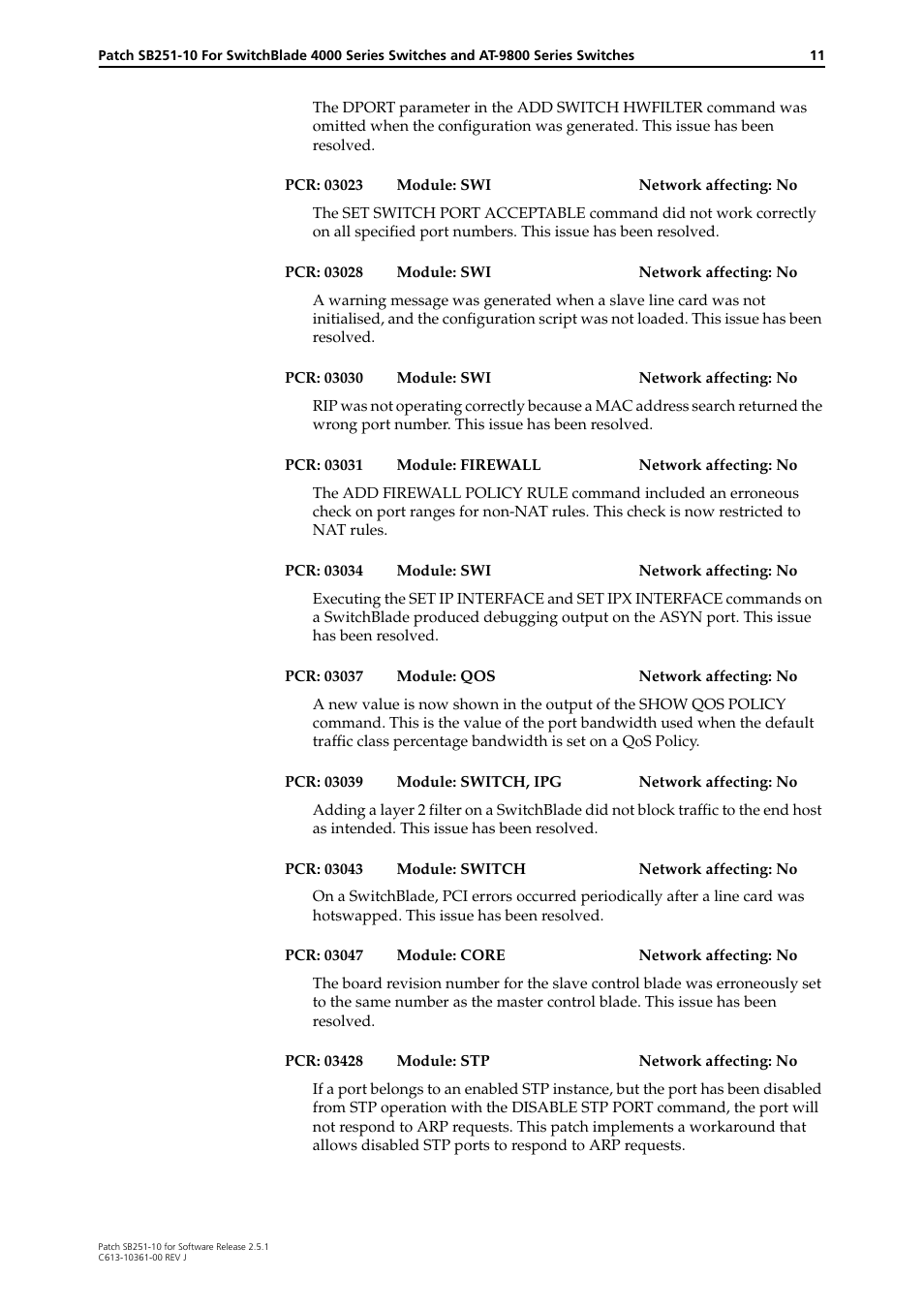 Allied Telesis SB251-10 User Manual | Page 11 / 14