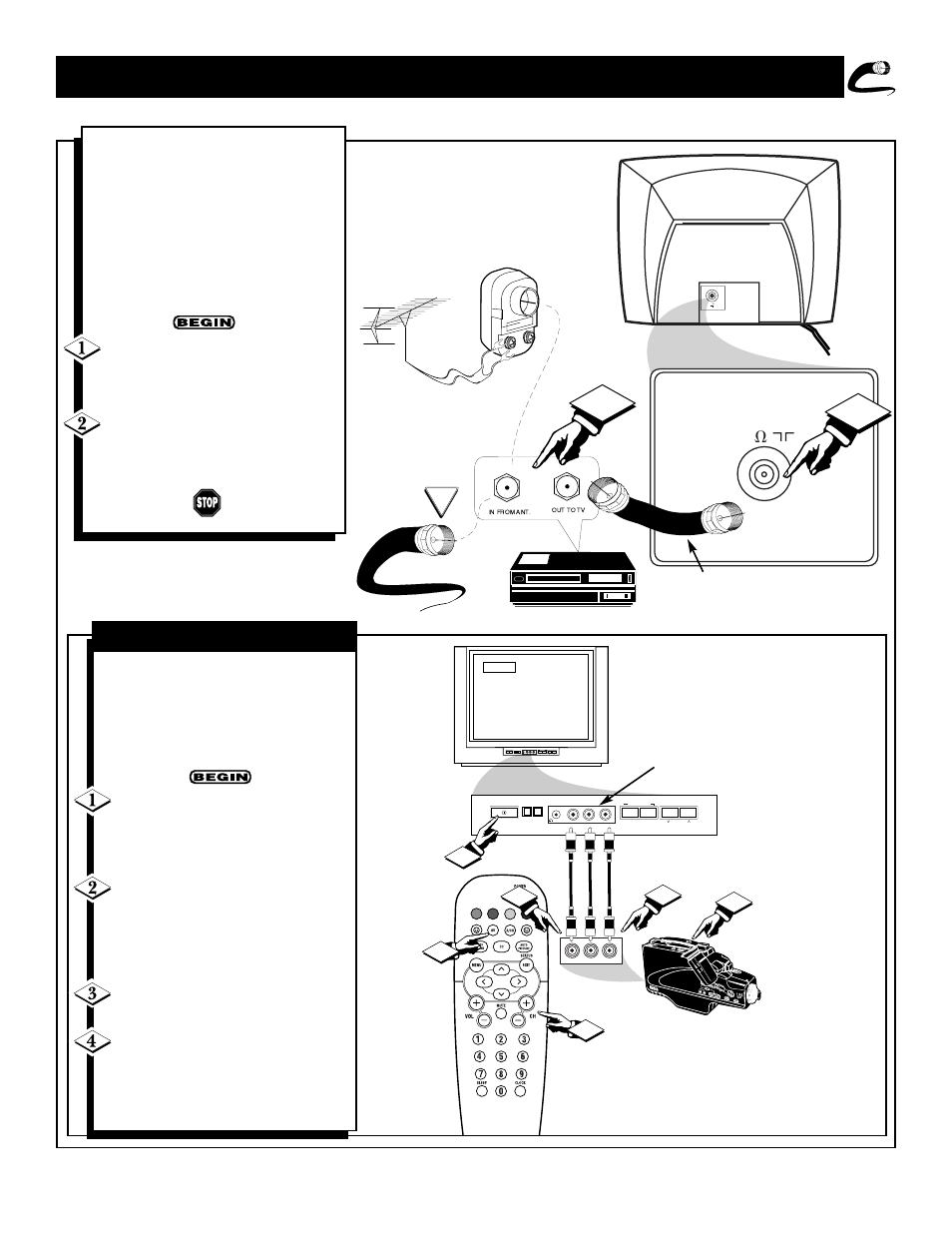 Tv (b, Vcr c, A/v i | Ooking, Asic, Onnections, Ront, Nputs | Philips 19PS45S User Manual | Page 7 / 40