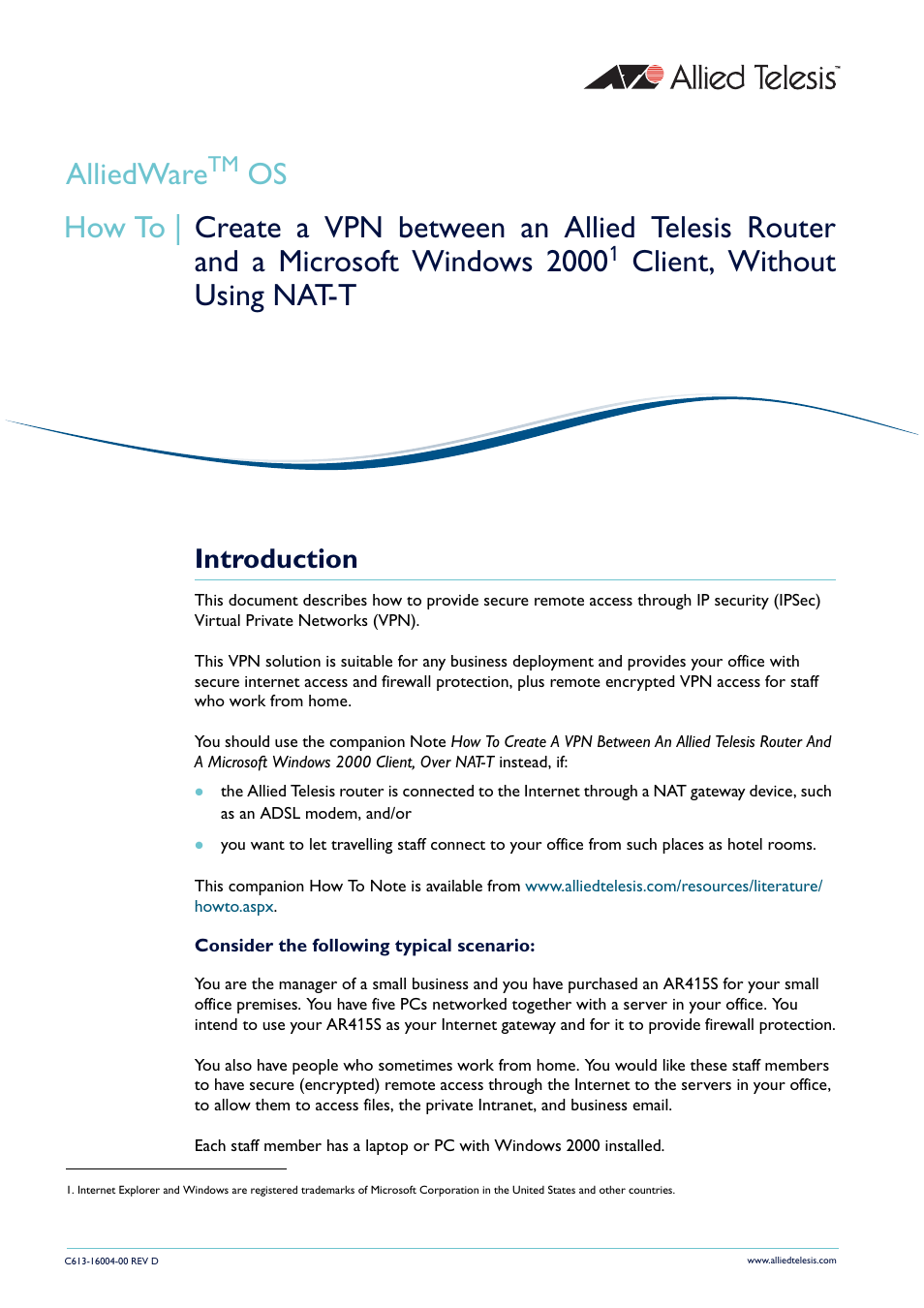 Allied Telesis VPN User Manual | 29 pages