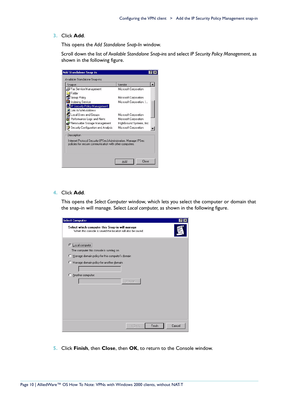 Allied Telesis VPN User Manual | Page 10 / 29