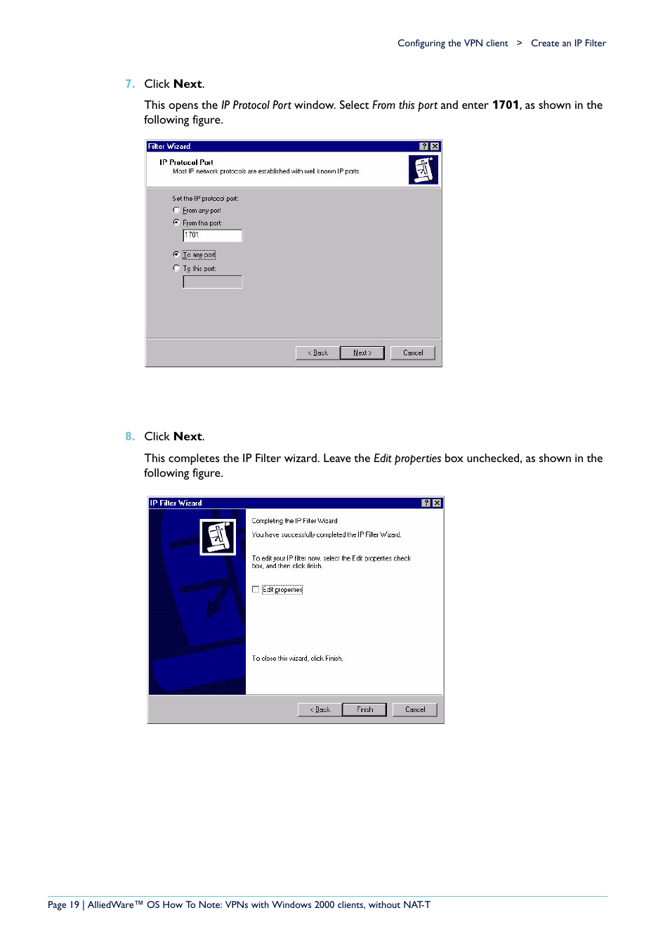 Allied Telesis VPN User Manual | Page 19 / 29
