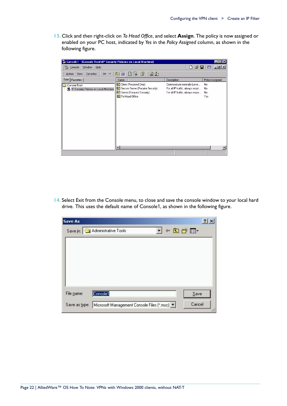 Allied Telesis VPN User Manual | Page 22 / 29