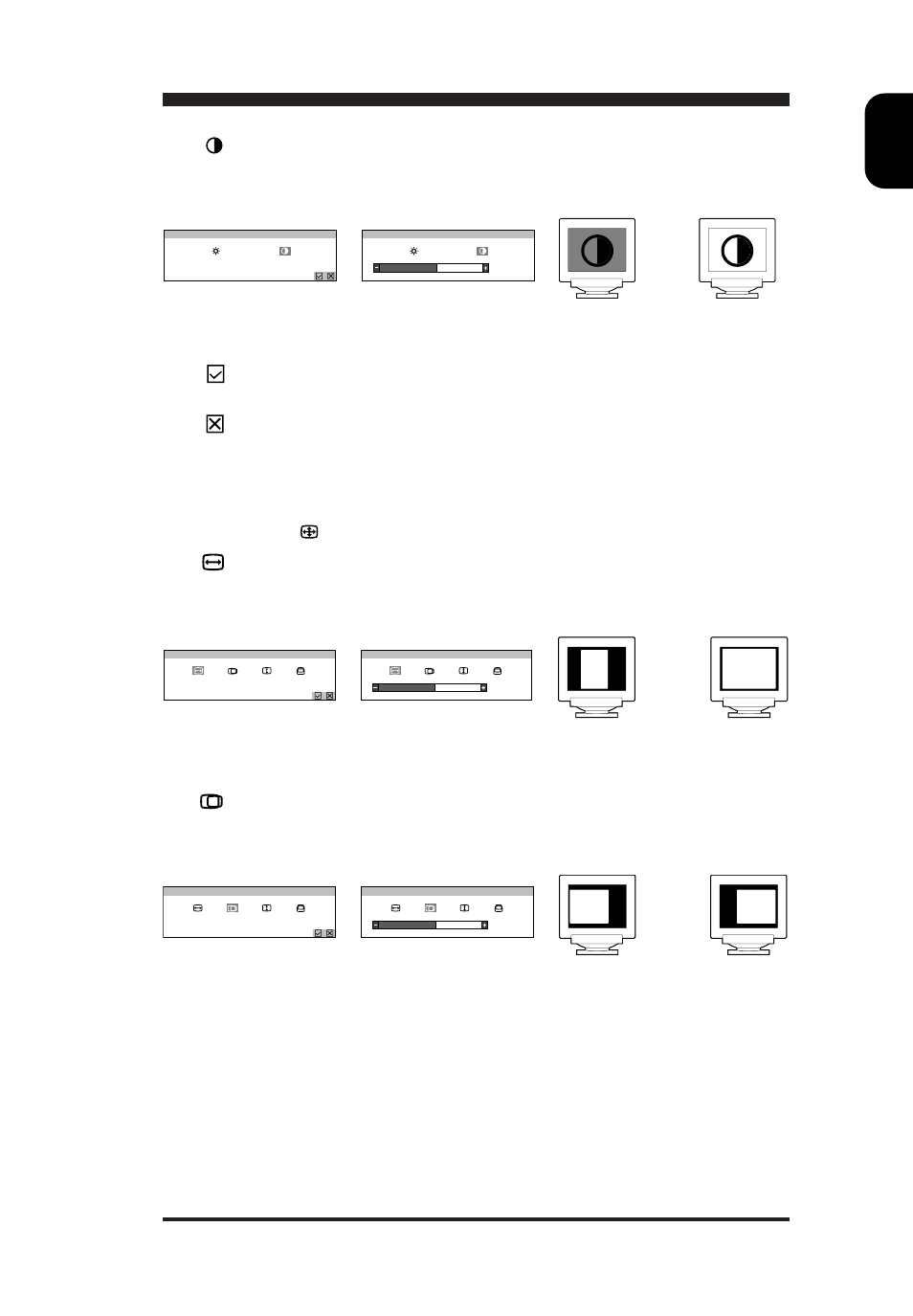 Horizontal size : adjusts image width, Horizontal position : moves image left or right | Philips 15B1322Q11 User Manual | Page 11 / 23