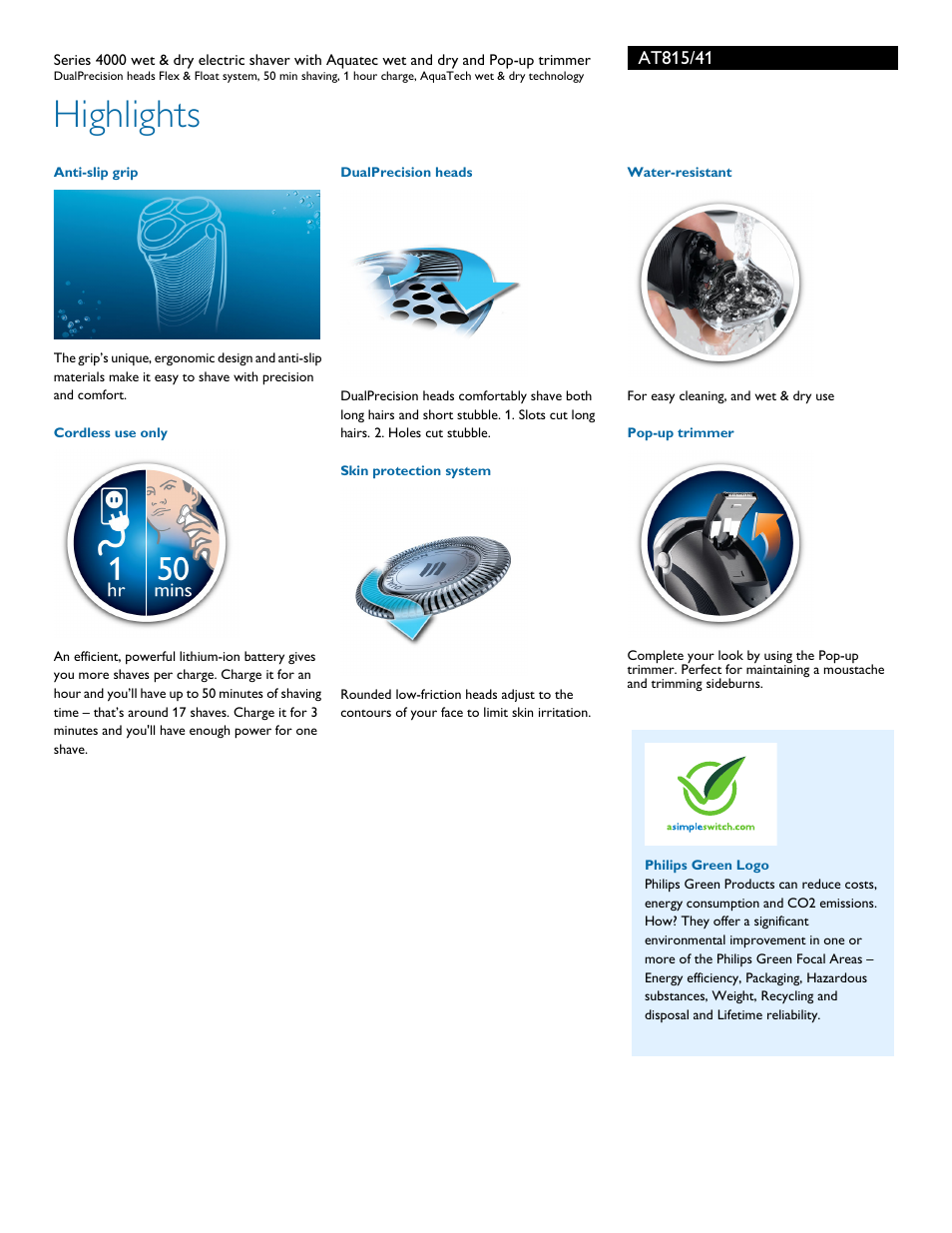 Highlights | Philips AT815-41 User Manual | Page 2 / 3