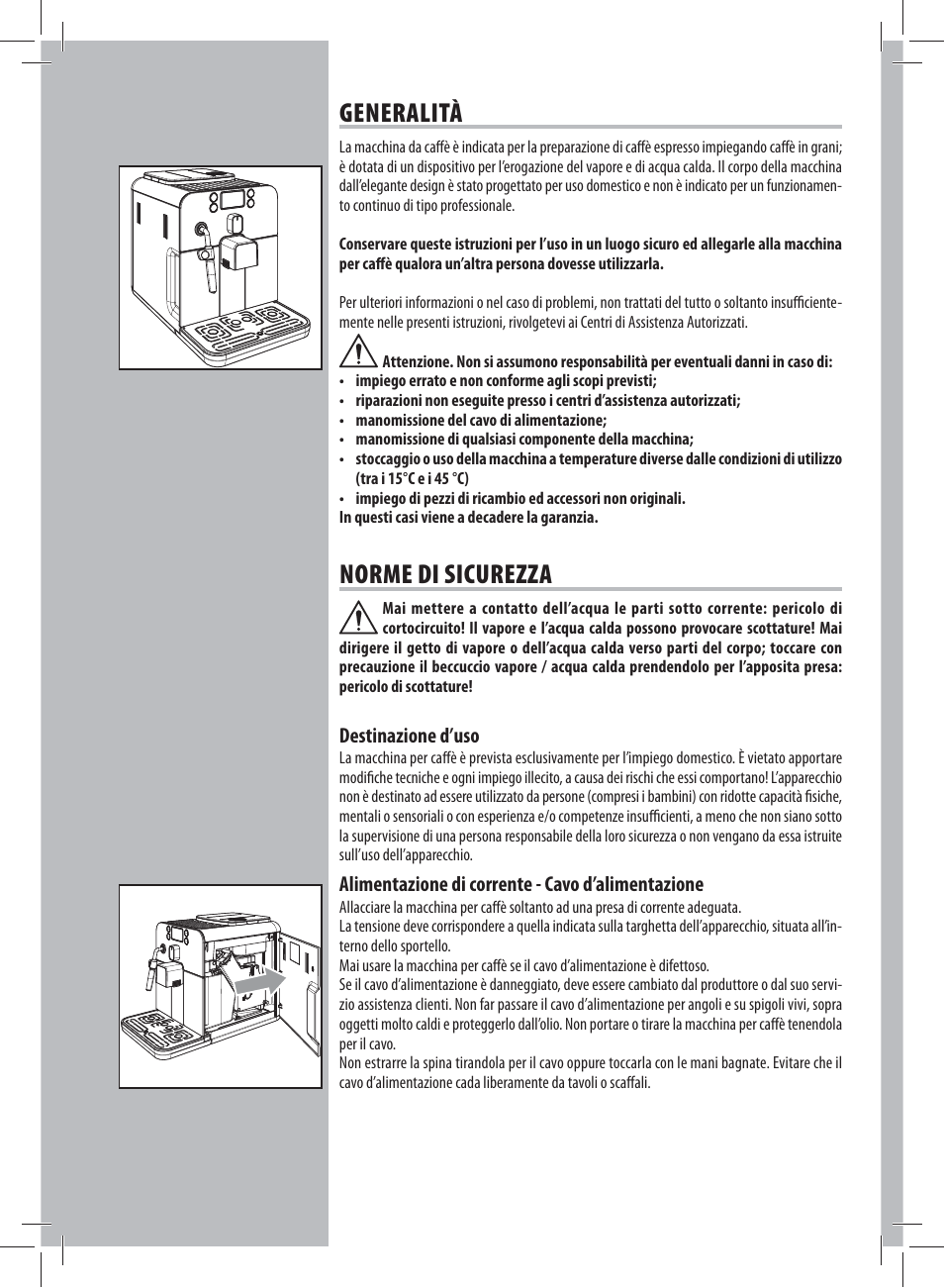 Generalità, Norme di sicurezza | Philips 10003083 User Manual | Page 2 / 88