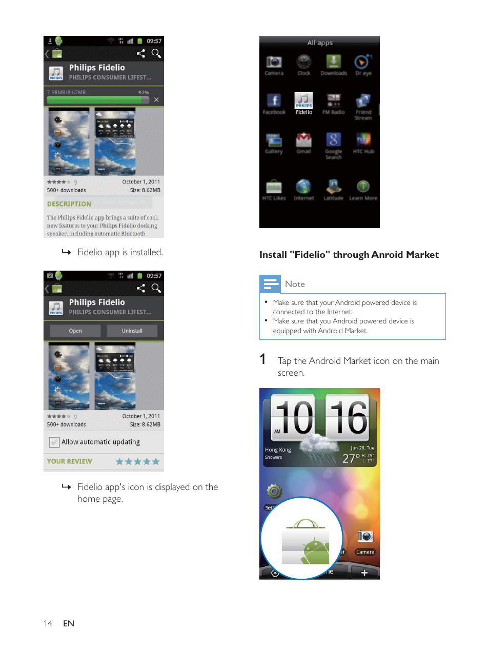 Philips docking speaker with Bluetooth® AS111 for Android User Manual | Page 14 / 32