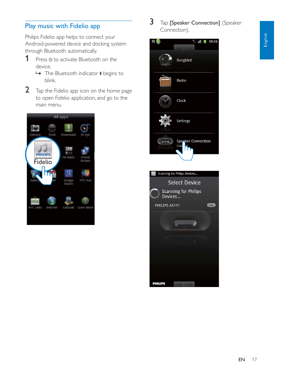 Philips docking speaker with Bluetooth® AS111 for Android User Manual | Page 17 / 32