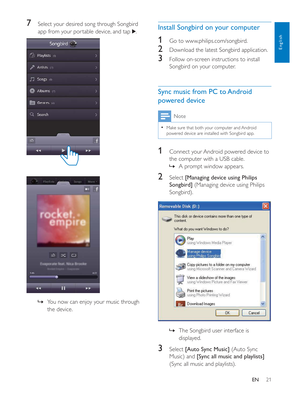 Philips docking speaker with Bluetooth® AS111 for Android User Manual | Page 21 / 32