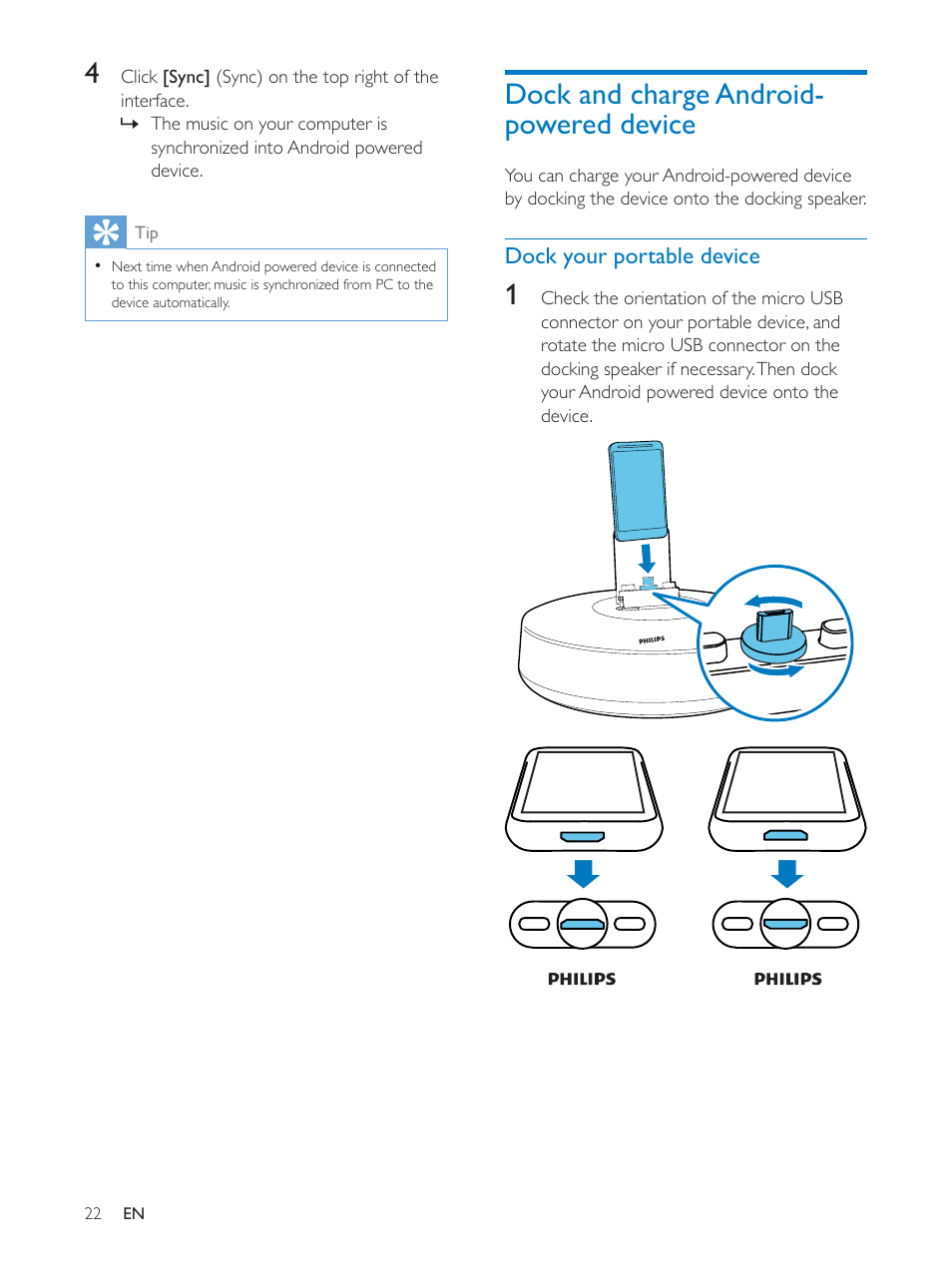 Philips docking speaker with Bluetooth® AS111 for Android User Manual | Page 22 / 32