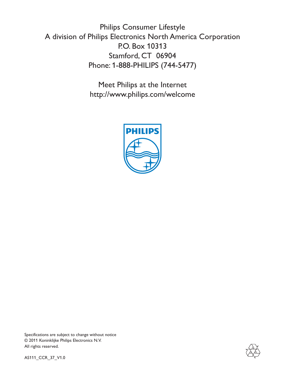 Philips docking speaker with Bluetooth® AS111 for Android User Manual | Page 32 / 32