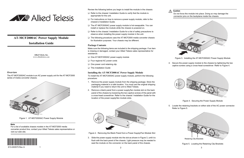 Allied Telesis AT-MCF2000AC User Manual | 2 pages