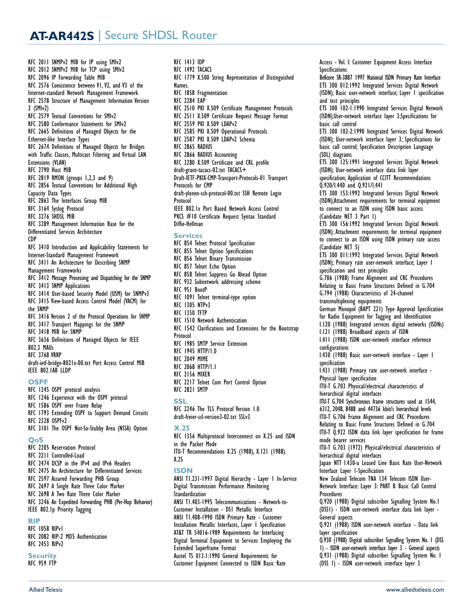 At-ar442s | secure shdsl router | Allied Telesis AT-AR442S User Manual | Page 4 / 5