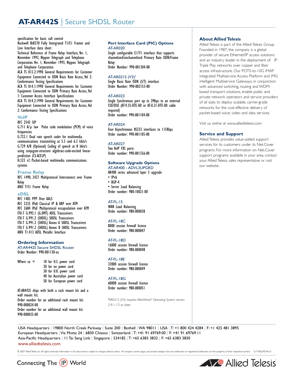 At-ar442s | secure shdsl router | Allied Telesis AT-AR442S User Manual | Page 5 / 5