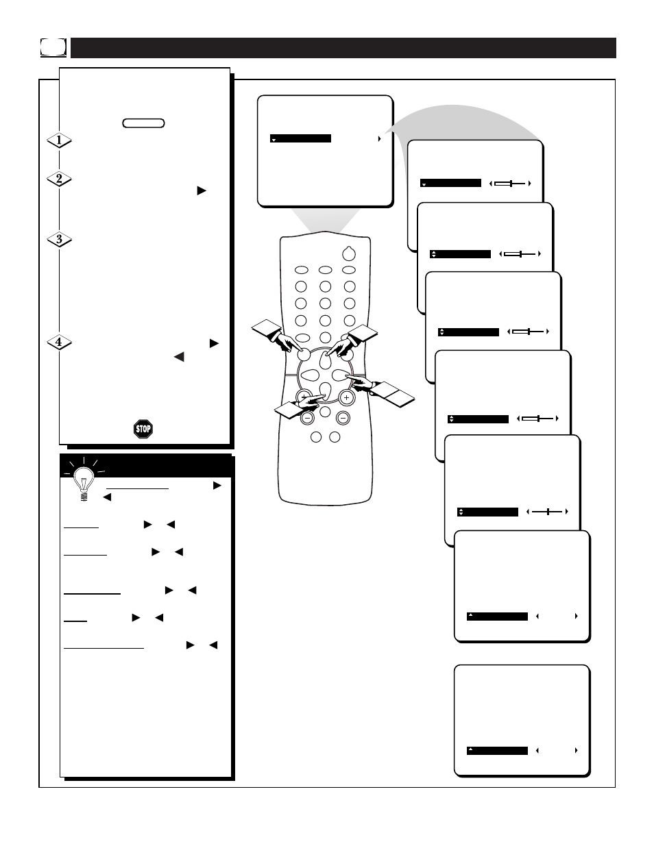 Tv p, Djusting the, Icture | Philips PR1392X User Manual | Page 14 / 36