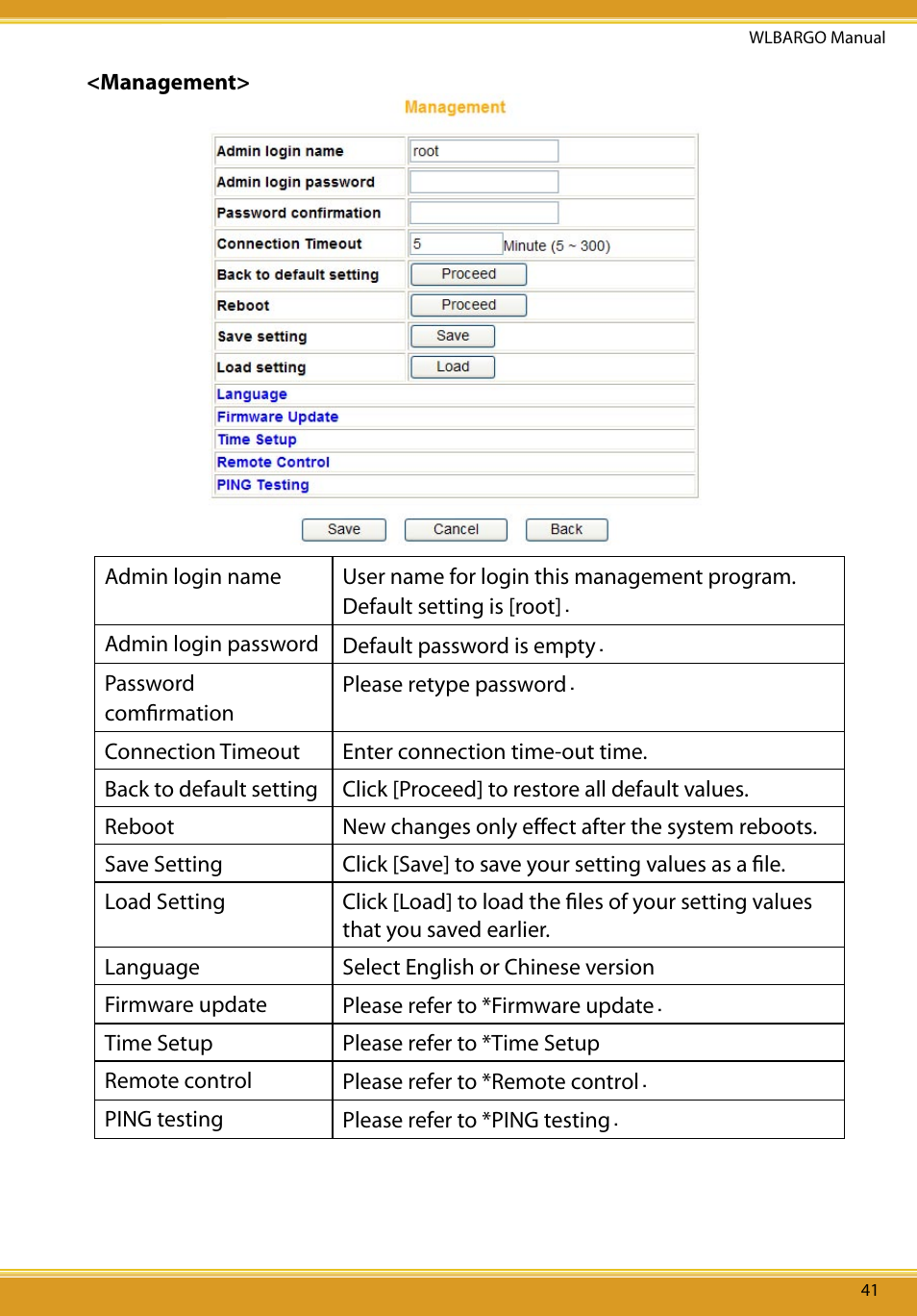 Management | Allied Telesis CG-WLBARGO User Manual | Page 42 / 52