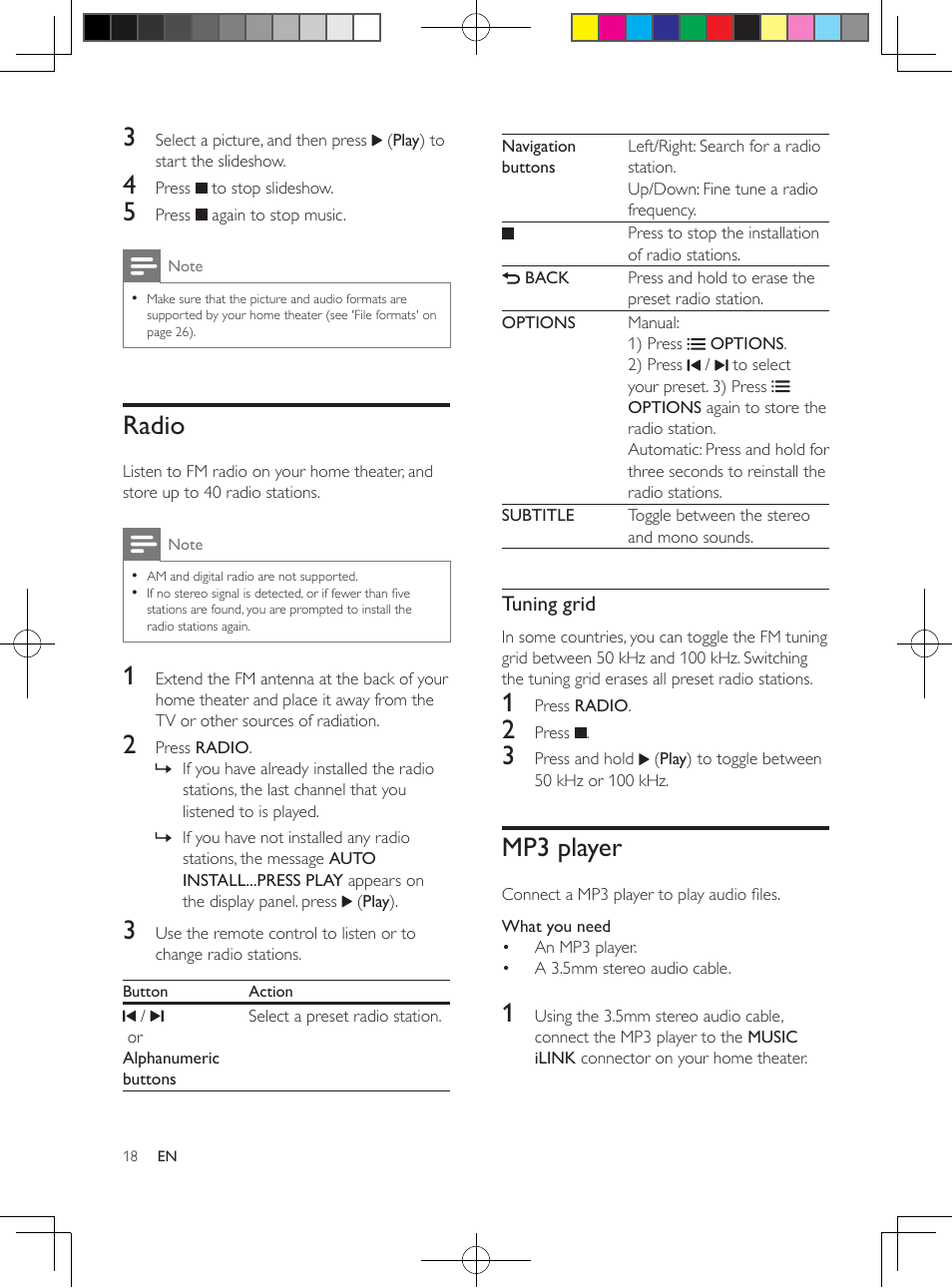 Picture options, Musical slideshow, Radio | Mp3 player | Philips HTS3564-F7 User Manual | Page 29 / 50