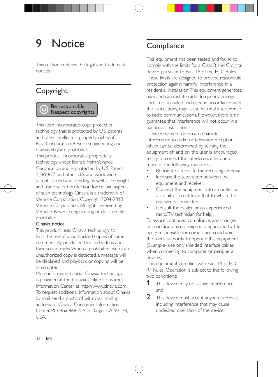 Main unit, Picture, Sound | Play, 8 troubleshooting, 9 notice, Copyright, Compliance | Philips HTS3564-F7 User Manual | Page 43 / 50