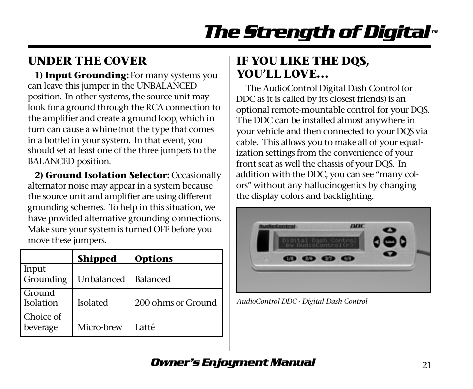 The strength of digital | AudioControl DQS User Manual | Page 25 / 28
