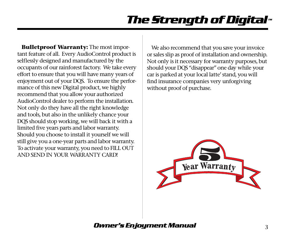 The strength of digital | AudioControl DQS User Manual | Page 7 / 28