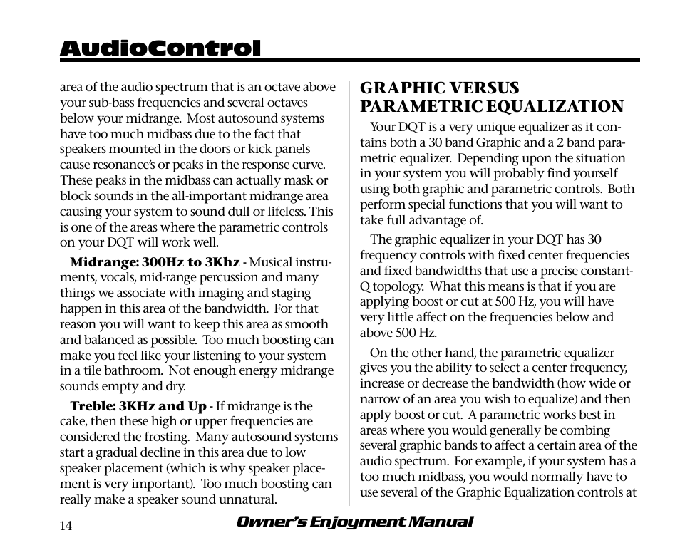 Audiocontrol | AudioControl Digital Equalizer User Manual | Page 18 / 24
