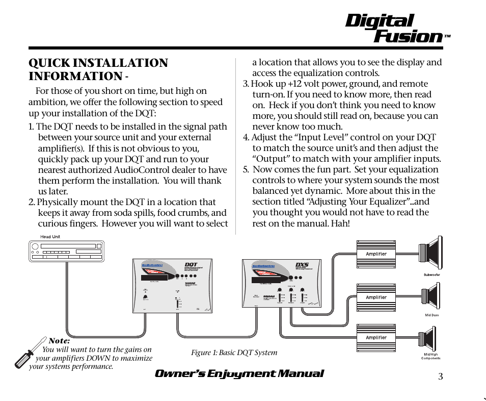 Digital fusion | AudioControl Digital Equalizer User Manual | Page 7 / 24