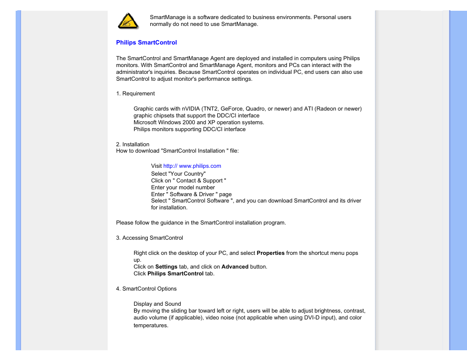 Philips smartcontrol | Philips 170B7CS-27 User Manual | Page 38 / 99