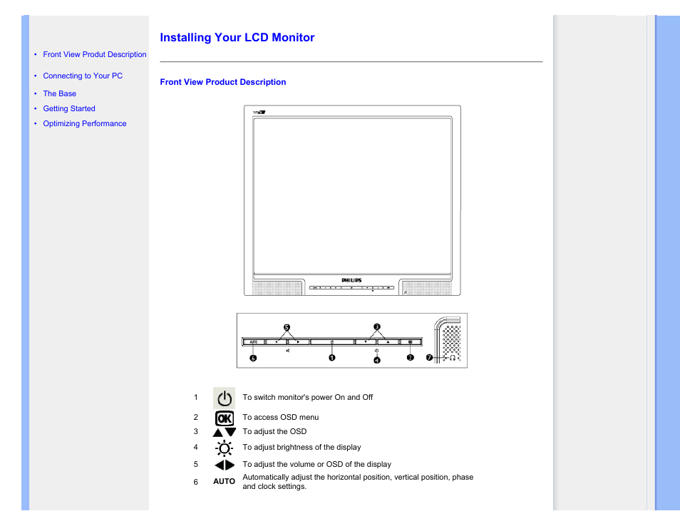 Installing your lcd monitor, Installing your monitor | Philips 170B7CS-27 User Manual | Page 46 / 99