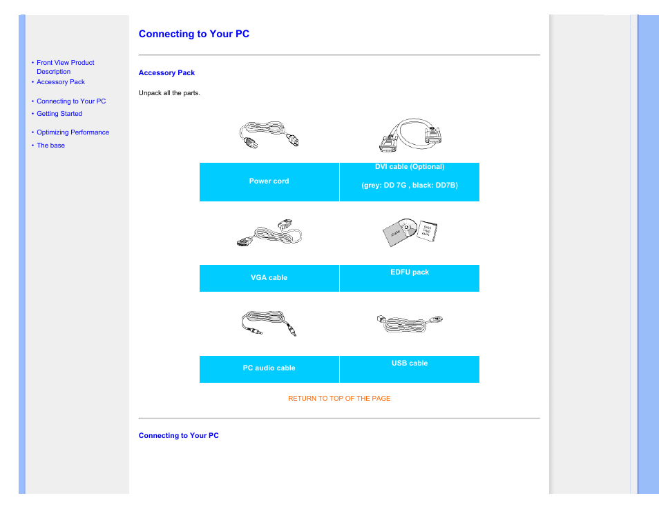 Connecting to your pc | Philips 170B7CS-27 User Manual | Page 49 / 99
