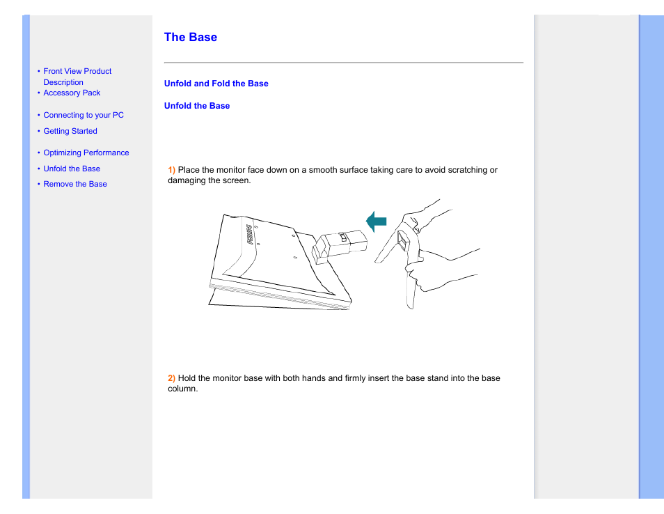 The base | Philips 170B7CS-27 User Manual | Page 52 / 99