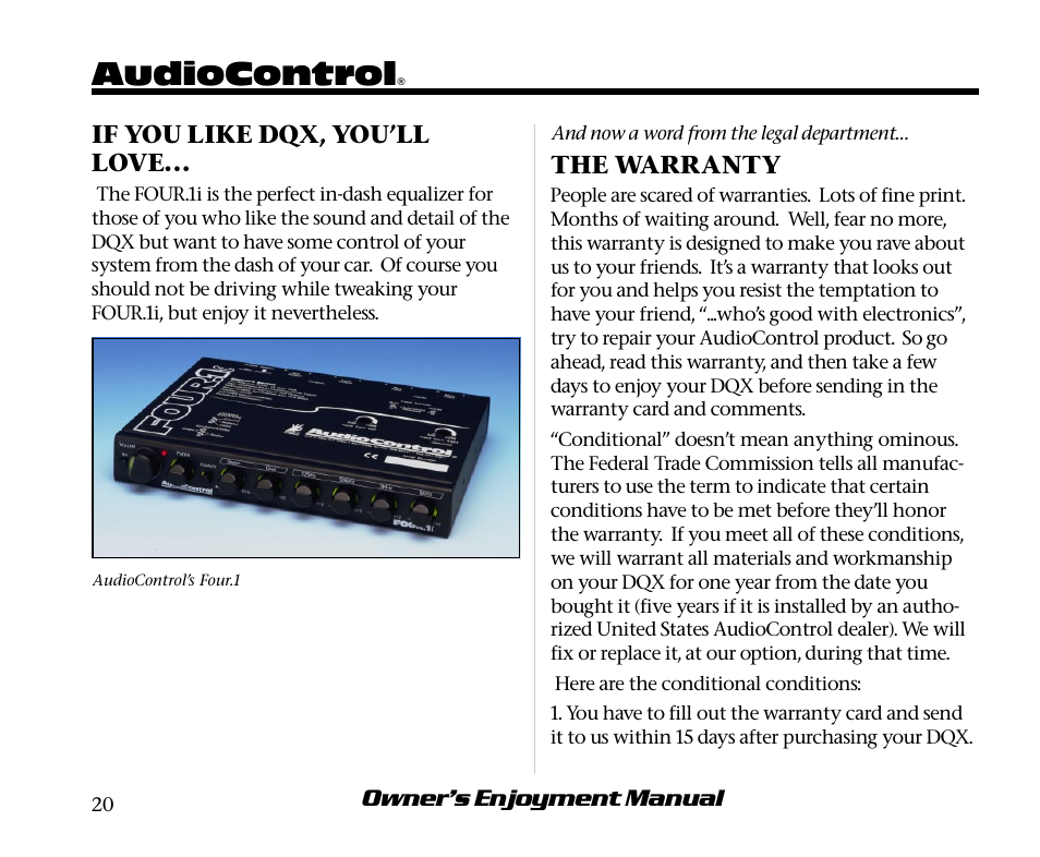 Audiocontrol | AudioControl DQX User Manual | Page 24 / 28
