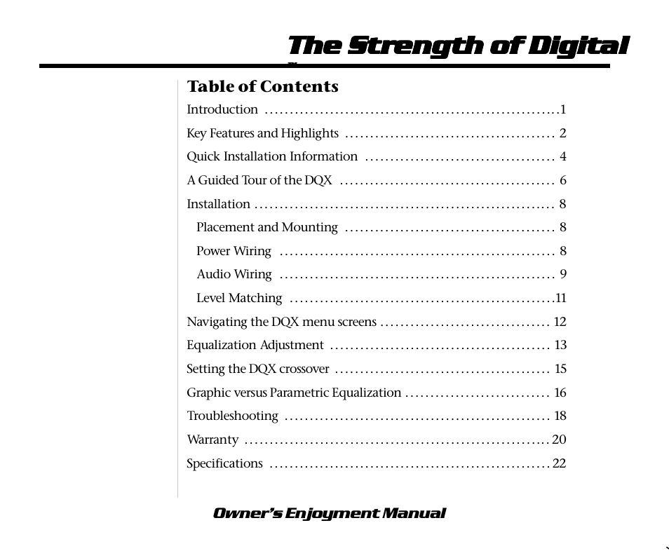 AudioControl DQX User Manual | Page 3 / 28