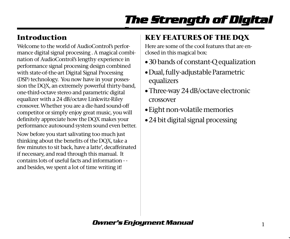 The s | AudioControl DQX User Manual | Page 5 / 28