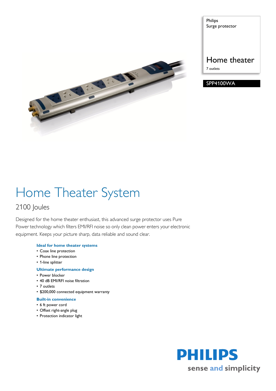 Philips SPP4100WA-17 User Manual | 2 pages