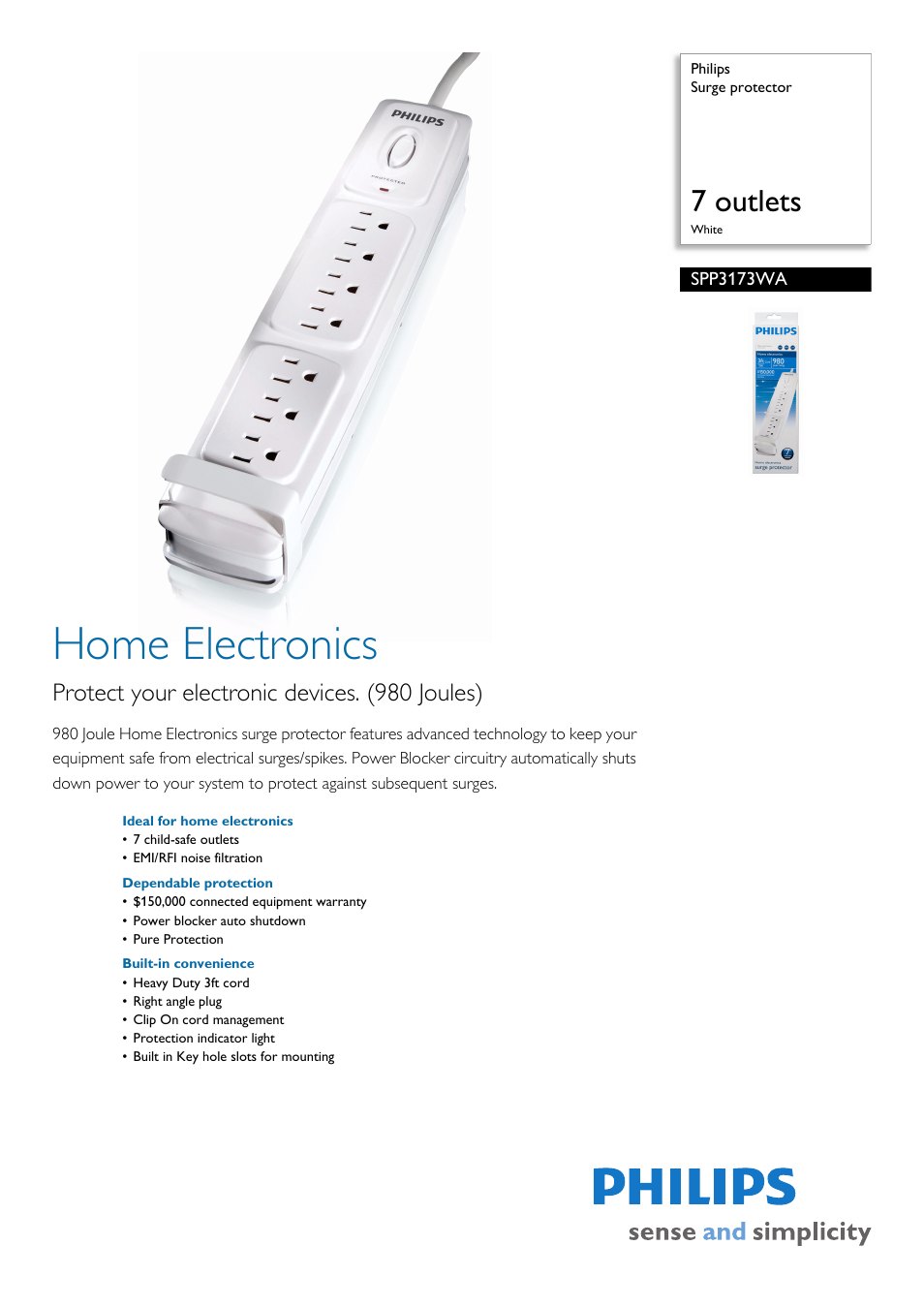 Philips SPP3173WA-17 User Manual | 2 pages