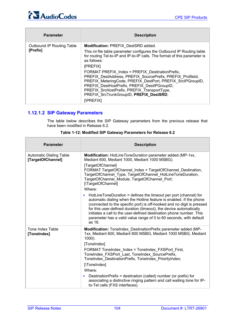AudioCodes MEDIAPACK VERSION 6.2 User Manual | Page 104 / 178
