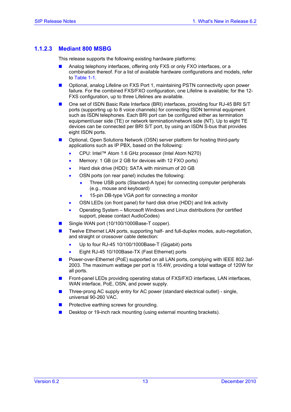 AudioCodes MEDIAPACK VERSION 6.2 User Manual | Page 13 / 178