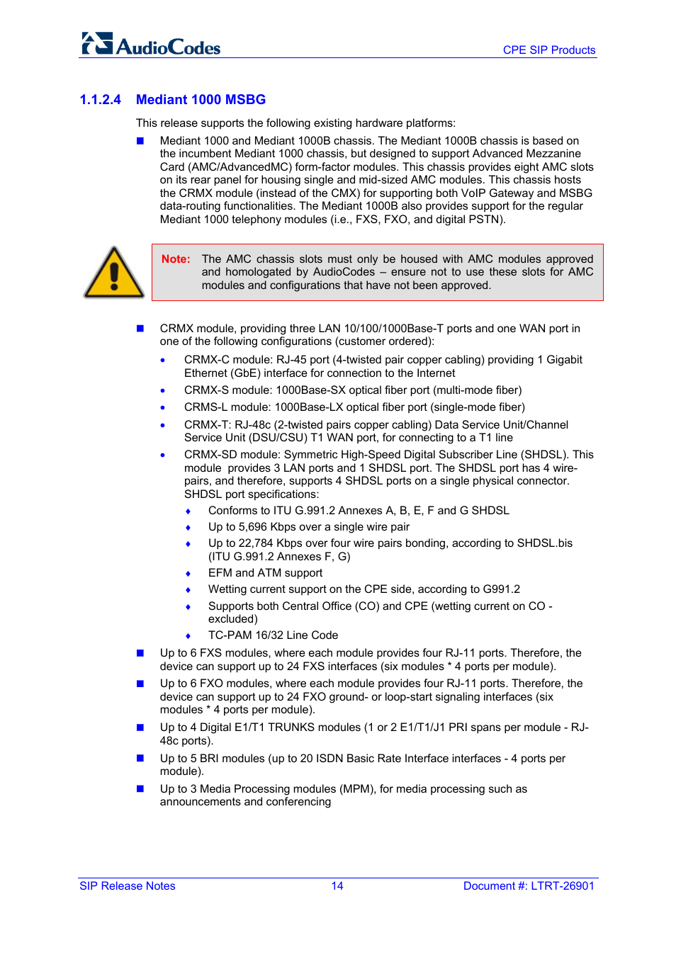 AudioCodes MEDIAPACK VERSION 6.2 User Manual | Page 14 / 178