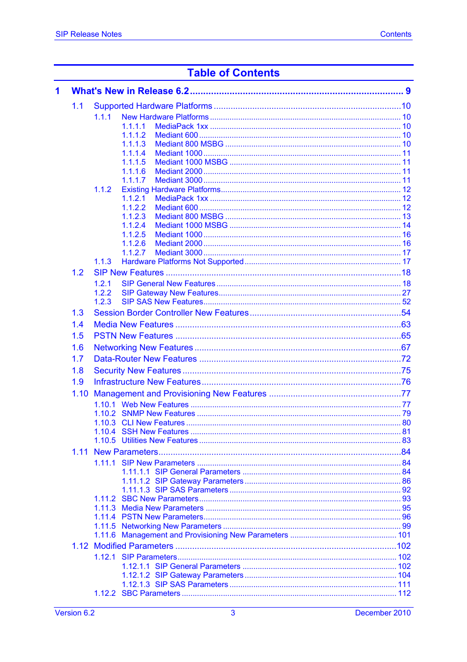 AudioCodes MEDIAPACK VERSION 6.2 User Manual | Page 3 / 178