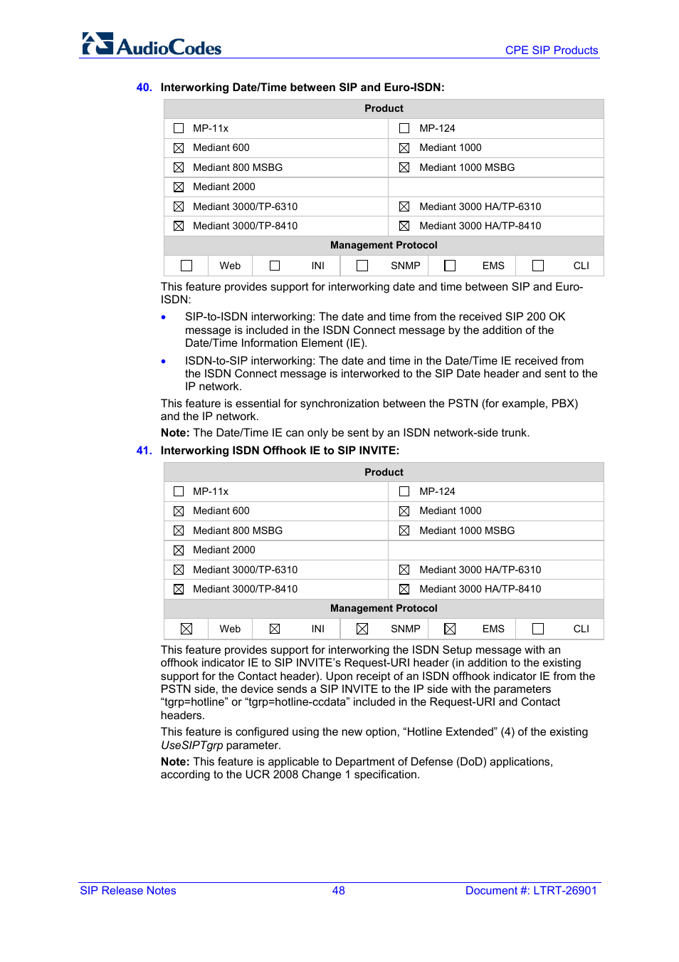 AudioCodes MEDIAPACK VERSION 6.2 User Manual | Page 48 / 178