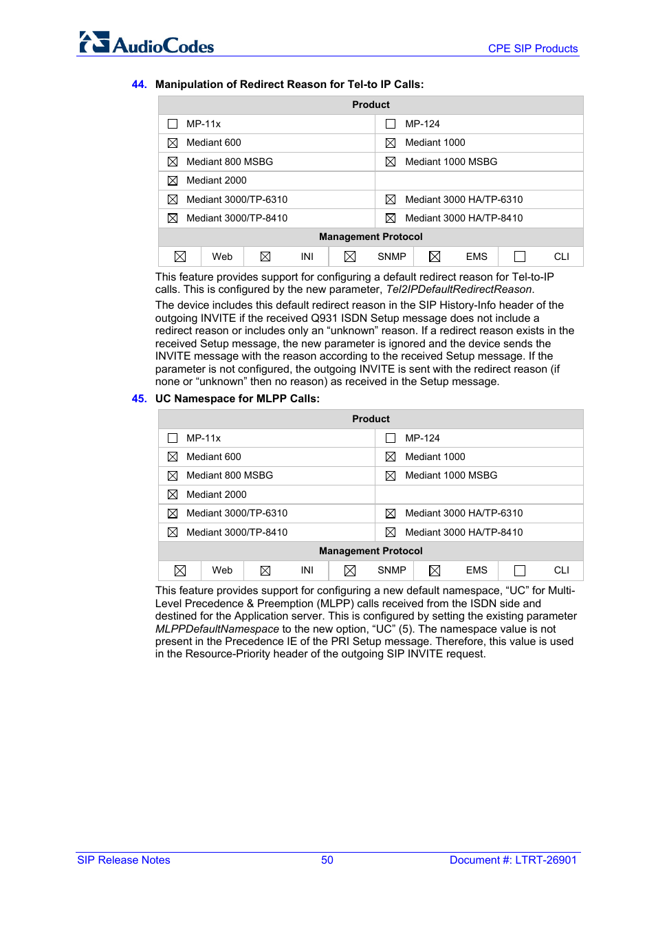 AudioCodes MEDIAPACK VERSION 6.2 User Manual | Page 50 / 178
