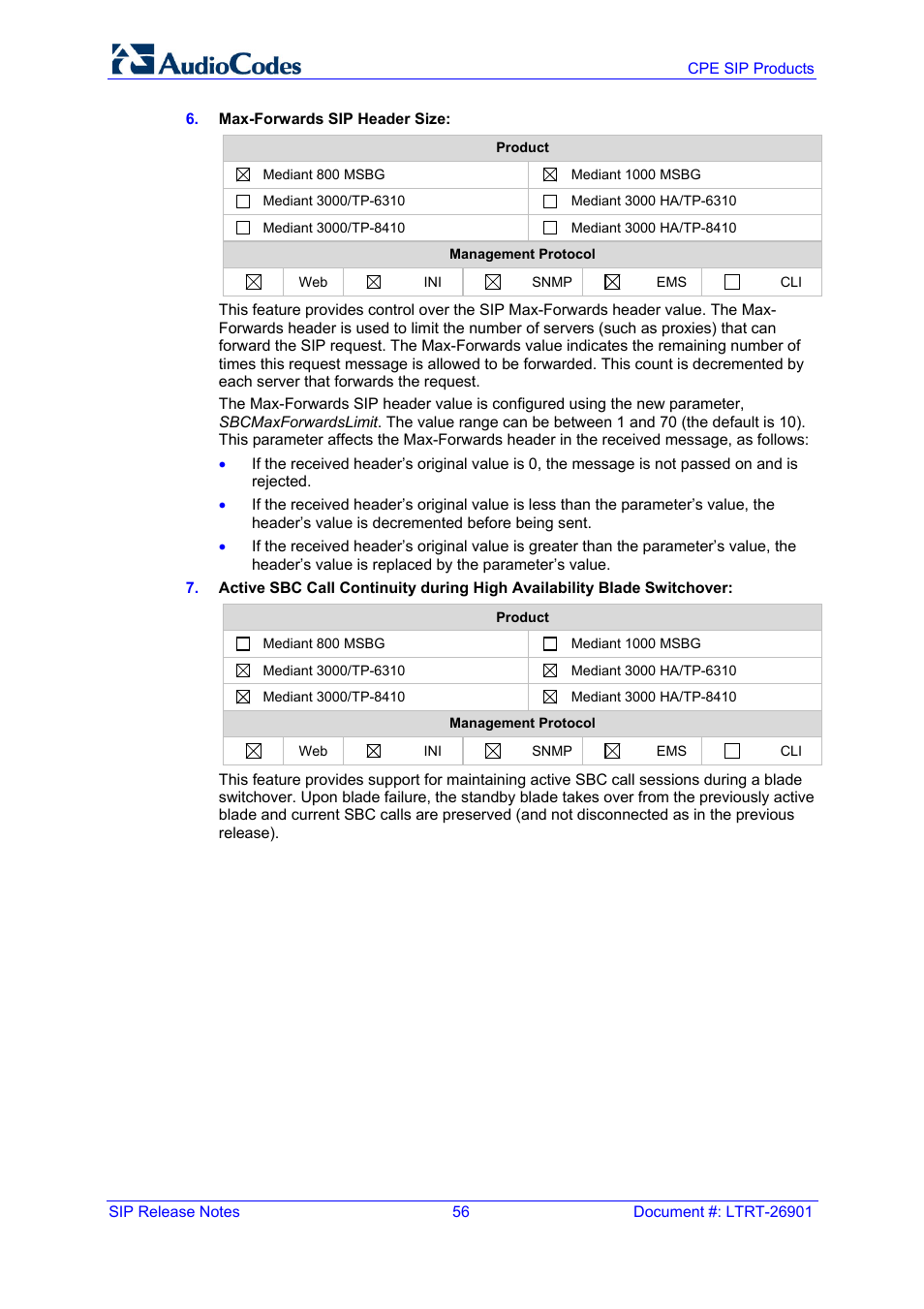 AudioCodes MEDIAPACK VERSION 6.2 User Manual | Page 56 / 178