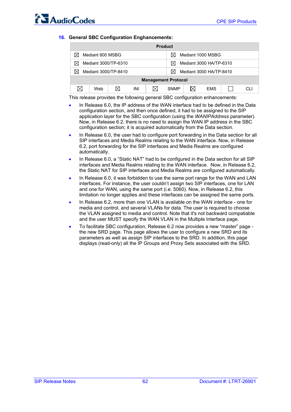 AudioCodes MEDIAPACK VERSION 6.2 User Manual | Page 62 / 178