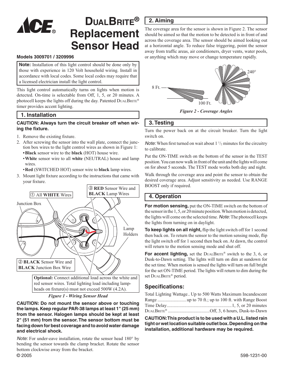 Ace Hardware DUALBRITE 3209996 User Manual | 2 pages