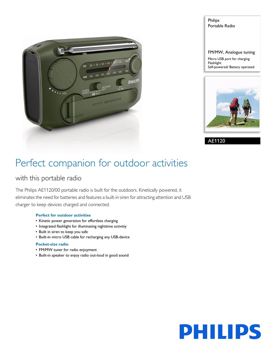 Philips AE1120-00 User Manual | 2 pages